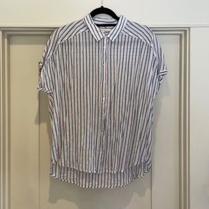 Xirena Striped Short Sleeve Collared Button Front Shirt